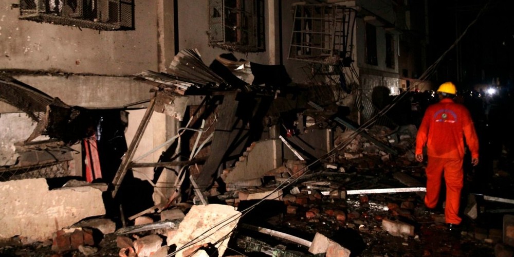 圖為爆炸現場，造成至少9人遇難，40人受傷。（圖源：互聯網）