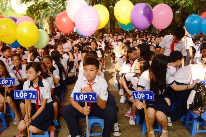 圖為初中學校學生參加開學典禮。（示意圖源：互聯網）