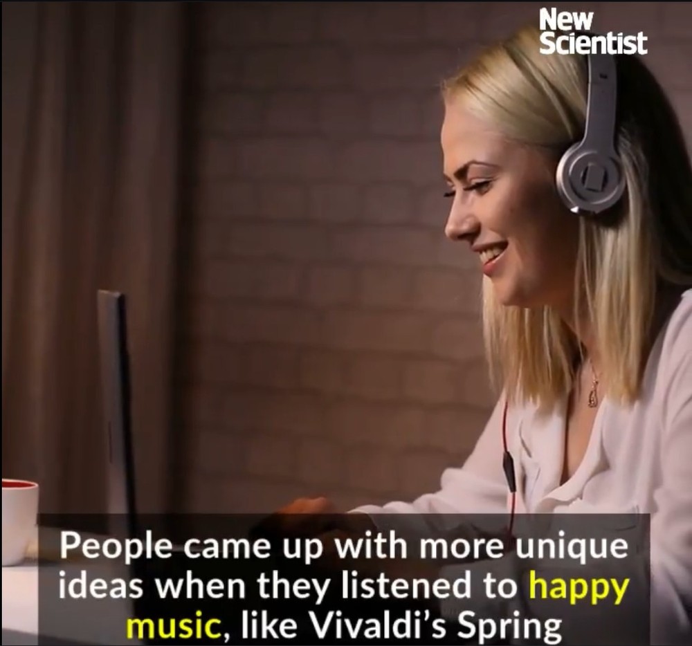 歡快音樂有助提升創造力。（圖源：New Scientist視頻截圖）