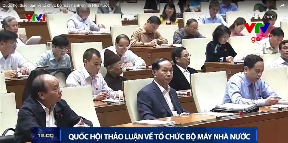 國會討論國家行政架構重組。（圖源：VTV視頻截圖）