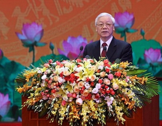 阮富仲總書記發表重要講話。