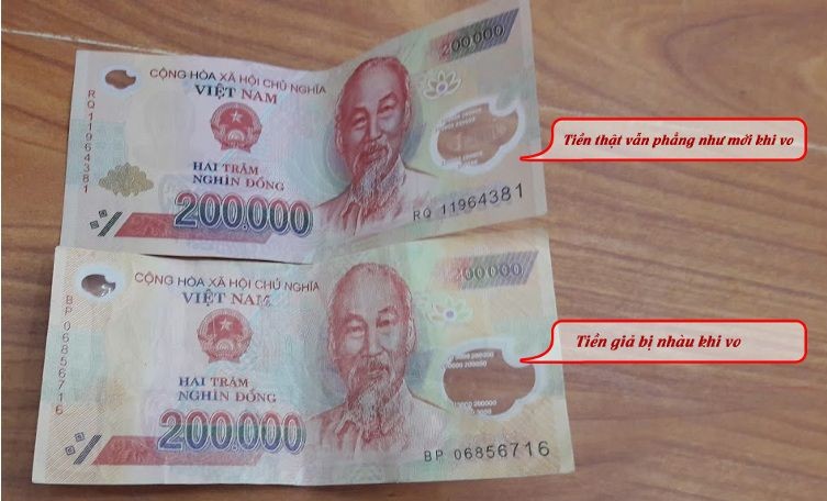 面額20萬元的真假鈔可以肉眼辨識。（示意圖源：互聯網）