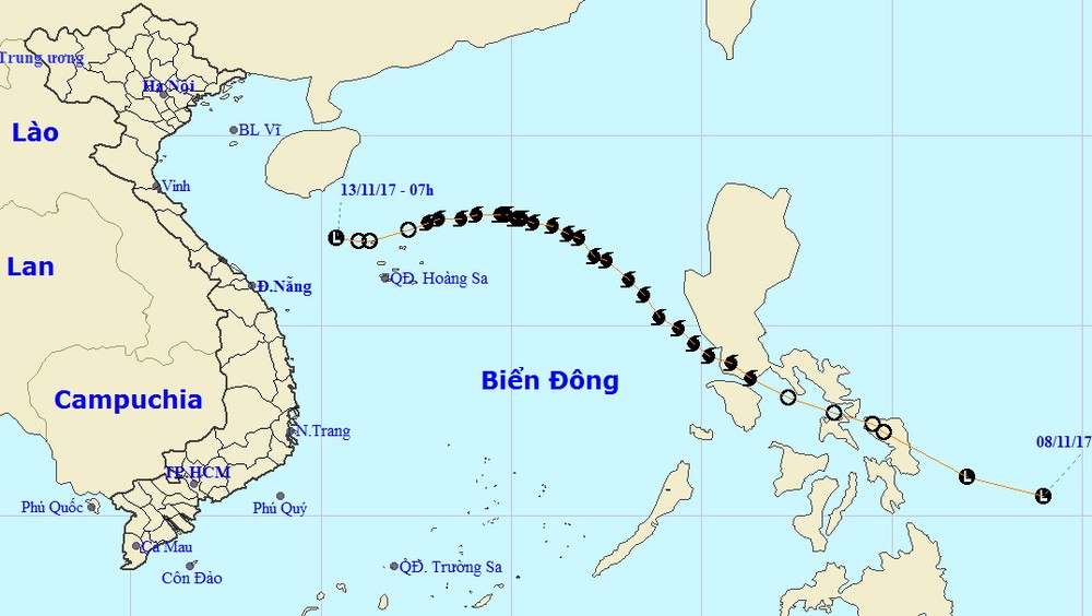 13 號颱風轉弱成熱帶低氣壓。（圖源：中央水文氣象預報中心）