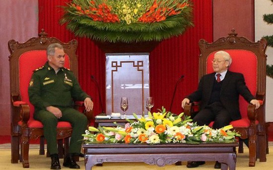 阮富仲總書記接見謝爾蓋‧紹伊古大將。（圖源：VOV）