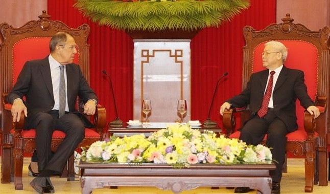 阮富仲總書記接見俄羅斯聯邦外交部長謝爾蓋‧拉夫羅夫。（圖源：越通社）