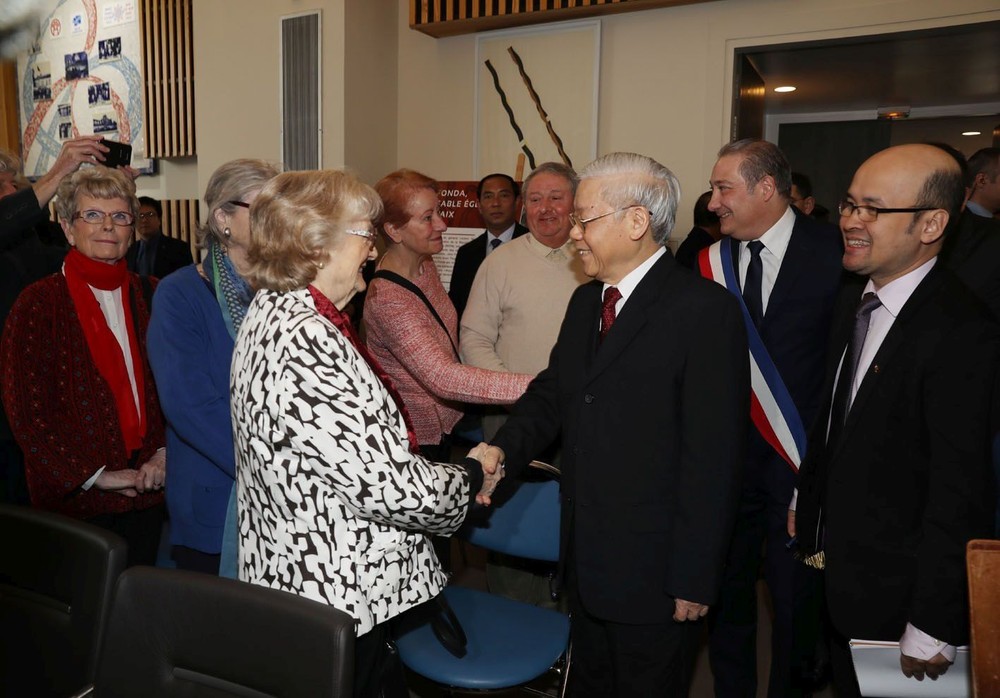 阮富仲總書記接見法國友人。（圖源：智勇）