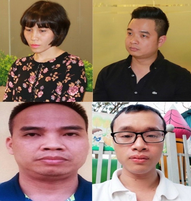 追加起訴的4名嫌犯，左起由上至下：朱原英、范光明、阮庭戰及黎英俊。（圖源：公安部）