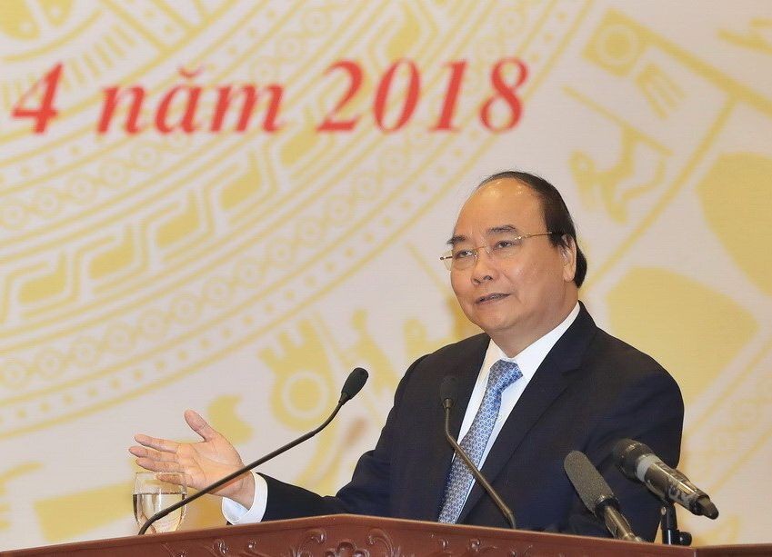 政府總理阮春福出席全國有關物流會議並發表講話。（圖源：越通社）