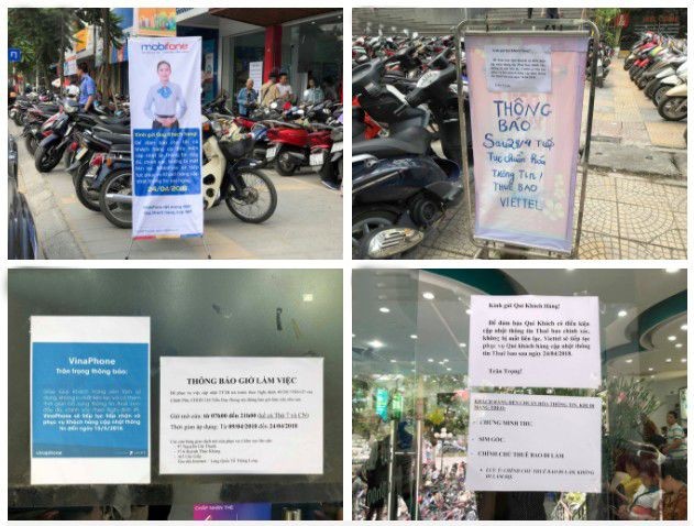網絡供應商Vinaphone、Viettel和Mobiphone已發出有關延長更新用戶資訊時間的通報。（圖源：互聯網）