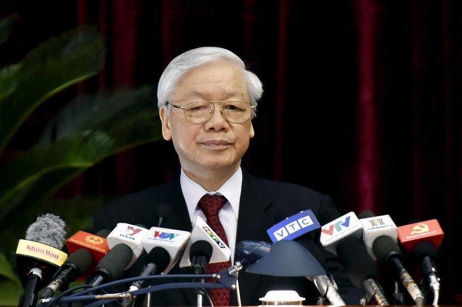 阮富仲總書記在會議上致詞。（圖源：日北）