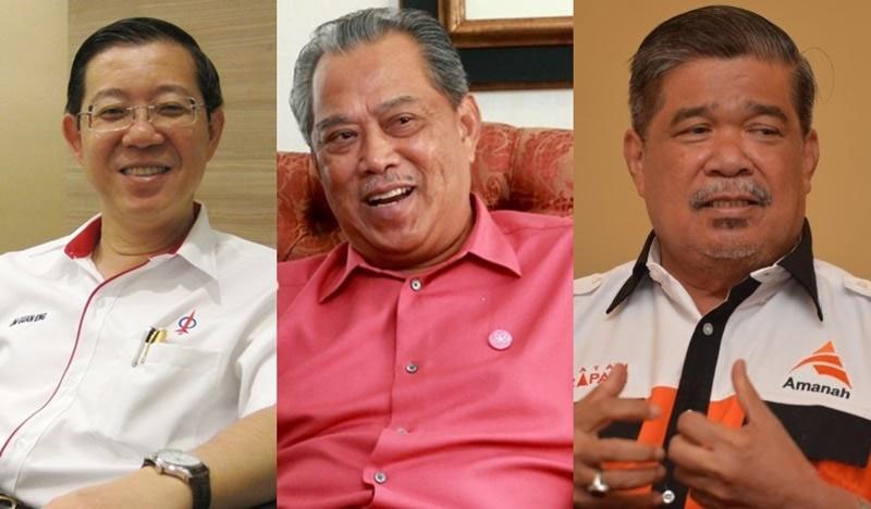 左起：林冠英擔任財長，慕尤丁擔任內長，莫哈末沙佈出任防長。（圖源：互聯網）