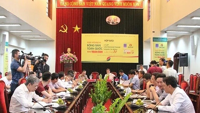 全國乒乓球錦標賽新聞發佈會全景。