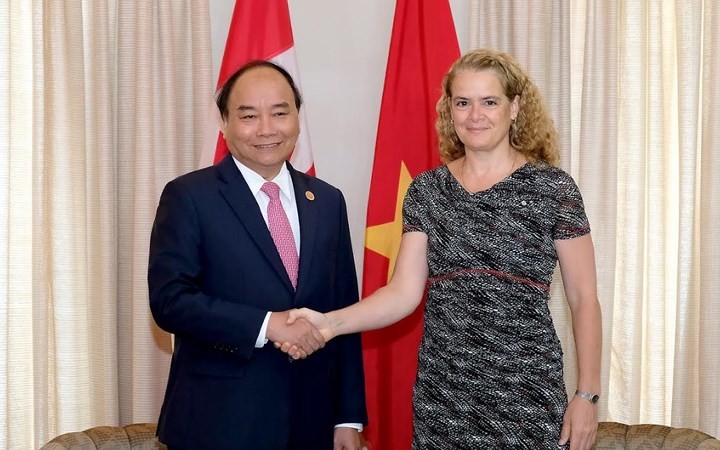 政府總理阮春福與加拿大總督朱莉‧帕耶特會晤。（圖源：VOV）