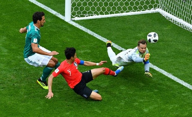 韓國（紅衣）淘汰德國。（圖源：互聯網）