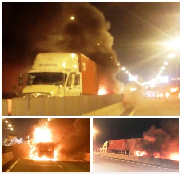 車禍現場客車起火導致兩人喪命。（圖源：互聯網）