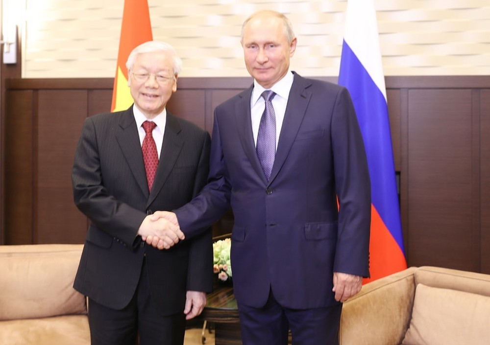 阮富仲總書記與俄羅斯總統普京會談。（圖源：越通社）