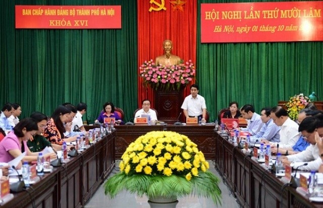 第十六屆河內市黨部執委會昨(1)日舉行第十五次會議以討論4項重要問題。圖為會議現場一瞥。（圖源：國儹）