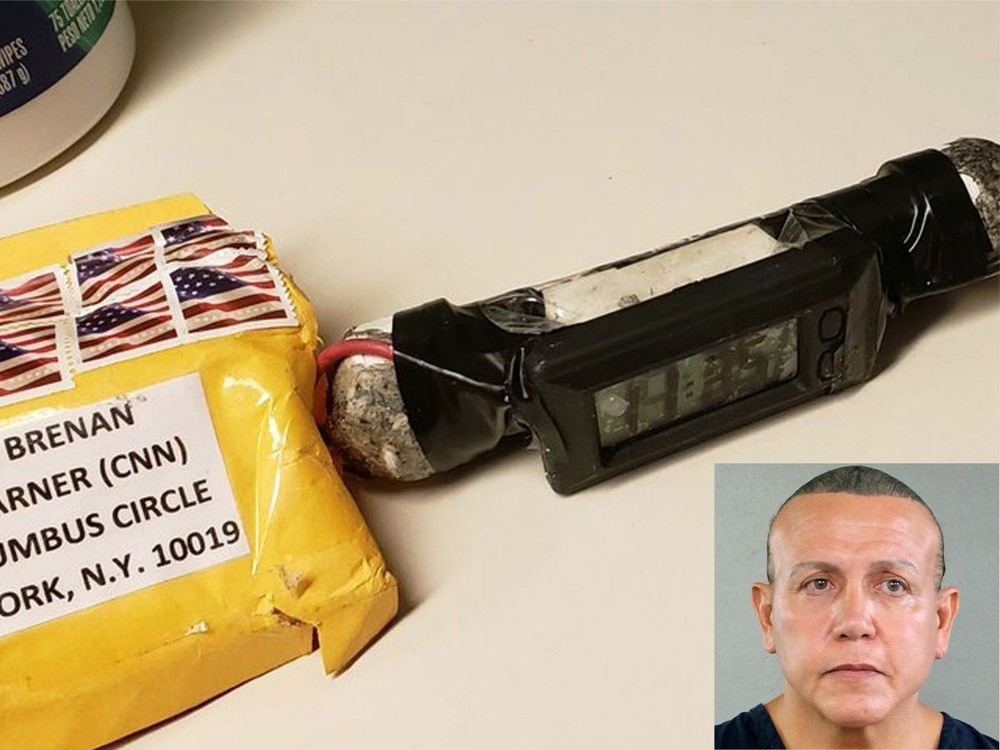 嫌疑人薩羅克（小圖）涉嫌寄出多個郵包炸彈。（圖源：互聯網）