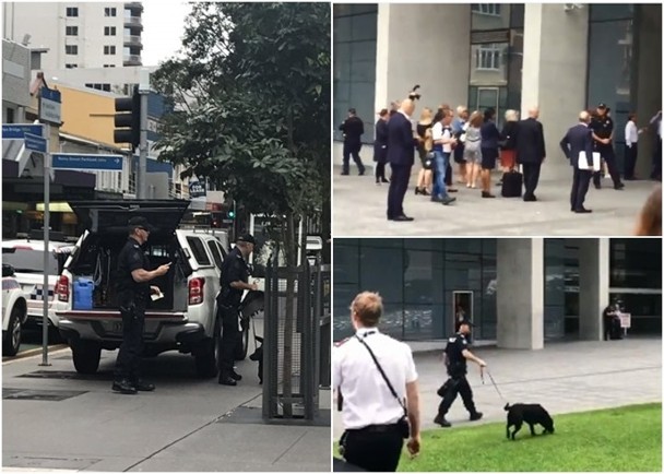 警員嚴陣以待（左、右下圖），疏散大批市民（右上圖）。（圖源：互聯網）