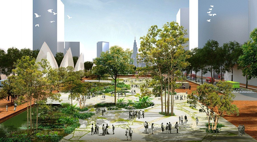 年底上呈守添廣場項目。圖為守添廣場透視效果圖。（圖源：銀江）