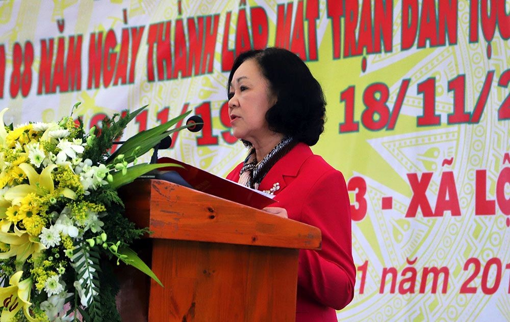 中央民運部長張氏梅出席全民族大團結盛會並發表講話。（圖源：慶福）