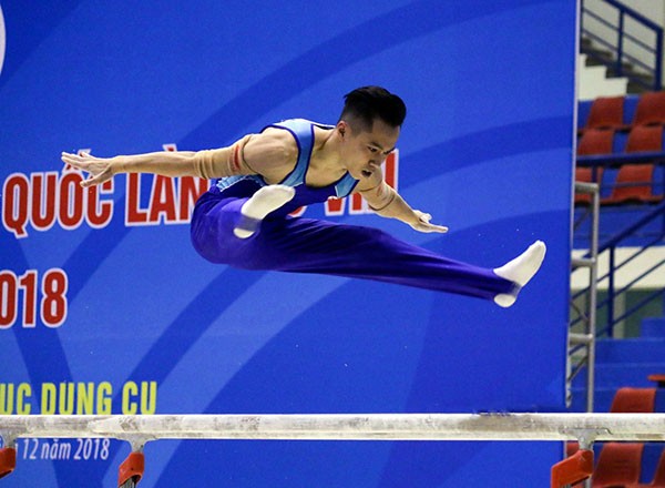 黎清松(本市)在單槓賽項的表現，奪得金牌。（圖源：黎海）