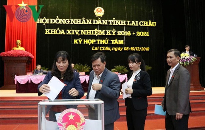 萊州省人民議會代表進行投信任票。（圖源：VOV）