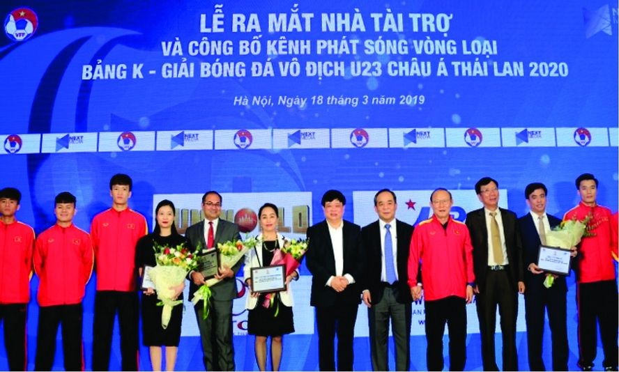 亞洲U23足球賽資格賽K組小組賽贊助商、比賽傳播電視頻道公佈儀式。（圖源：M.H）