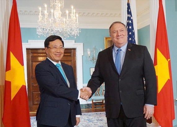 范平明副總理（左）與美國國務卿邁克‧蓬佩奧舉行會談。（圖源：外交部）