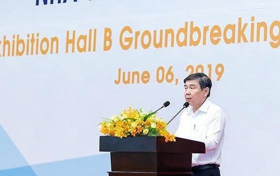 市人委會主席阮成鋒在動工儀式上致詞。（圖源：清元）