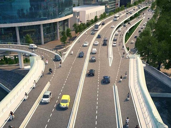 從第二郡通往第一郡的守添２橋配景圖。