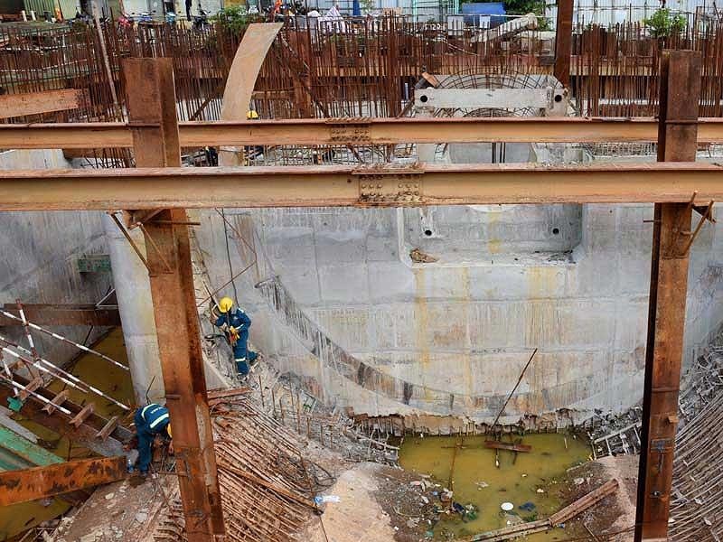 10萬億元治水項目所屬第一郡濱藝擋潮閘工程正在施工中。