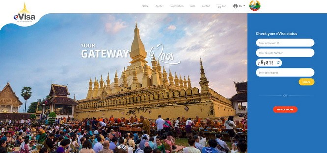 老撾電子簽證系統正式上線。（圖源：網站截圖）