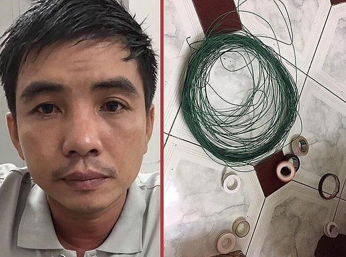 殺害前妻嫌疑人譚明添（左圖）與查收到的作案工具。（圖源：警方提供）