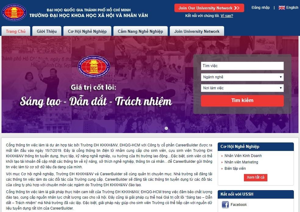 市人文社科大學與Career Builder 公司配合開設的就業通訊網站。（圖源：網站截圖）