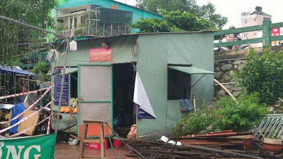 平盛郡第一坊第１街區保安防守點成為某組工人的生活及建材擺放地方。