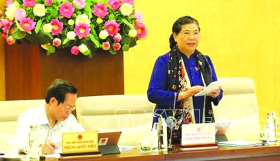 國會常務副主席從氏放（中）在會上發表講話。（圖源：越通社）