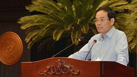 市委常務副書記陳留光在會上對黨十二屆十一中全會討論和提意見的主要內容作匯報。（圖源：市黨部新聞網）