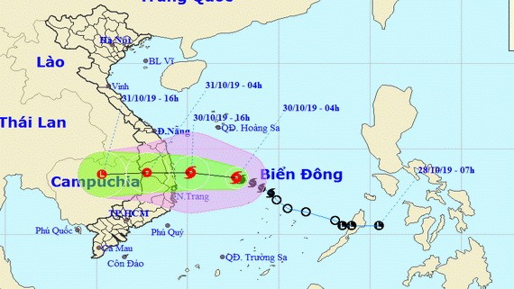 東海熱低壓轉強成為 5號颱風。圖為5號颱風的移動方向。（圖源：國家水文氣象預報中心）