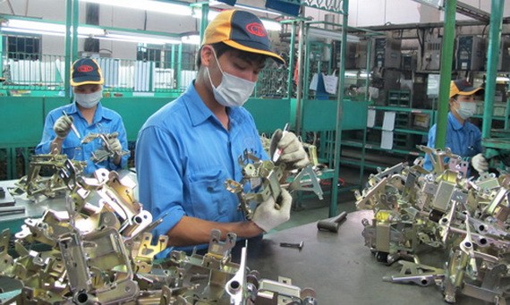 在台灣工作的越南工人。