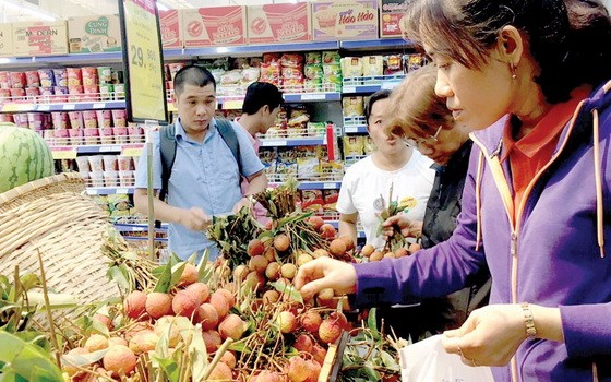 消費者在超市裡選購新鮮荔枝。（示意圖源：清海）