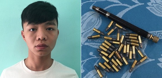 爭風開槍傷人後自首的陳德輝（左圖）及交出的槍彈。（圖源：懷香）