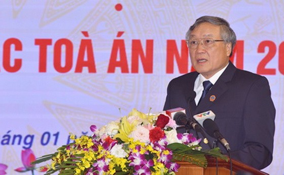 最高人民法院院長阮和平在會議上發言。（圖源：陲楊）