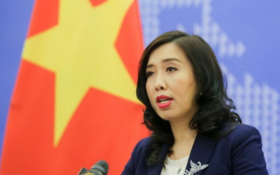 外交部發言人黎氏秋姮6日在例行記者會上就新型冠狀病毒肺炎疫情若干問題答記者問。（圖源：外交部）