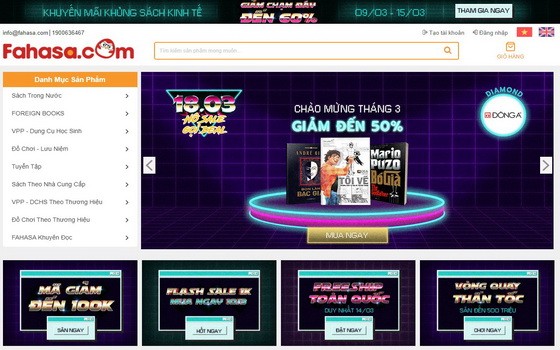 圖為 Fahasa線上購書網站界面。（圖源：Fahasa 網站截圖）