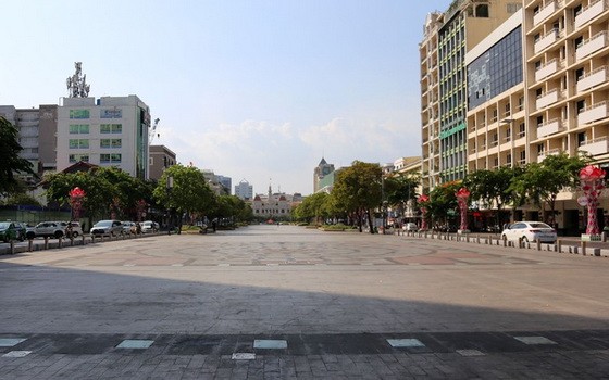 第一郡阮慧步行街上清淨無人。