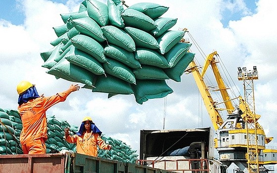 搬運大米準備出口。（圖源：工商部）