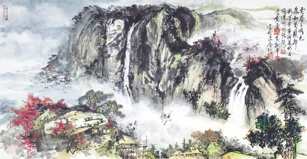 張漢明、張路、李克柔、黃獻平、李松年合繪。