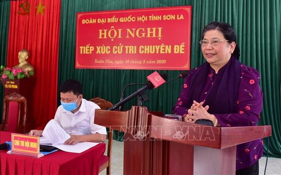 國會常務副主席從氏放在接觸會上回答選民的質詢。（圖源：越通社）