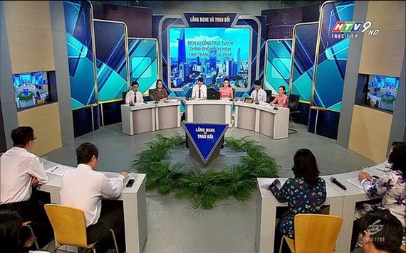 “本市公共服務網頁實況與措施”聆聽與交流會現場一瞥。（圖源：HTV9視頻截圖）